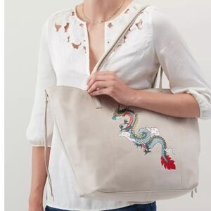 HOBO Kudos Limited Edition Embroidered Dragon Leather Tote Bag